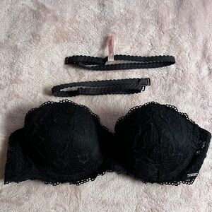 La Vie En Rose black lace push up bra